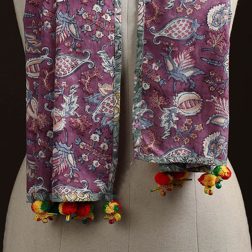 Hand cotton sanganeri stole 11 - handcrafted