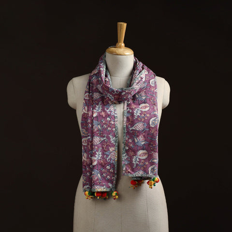 Hand cotton sanganeri stole 11 - handcrafted