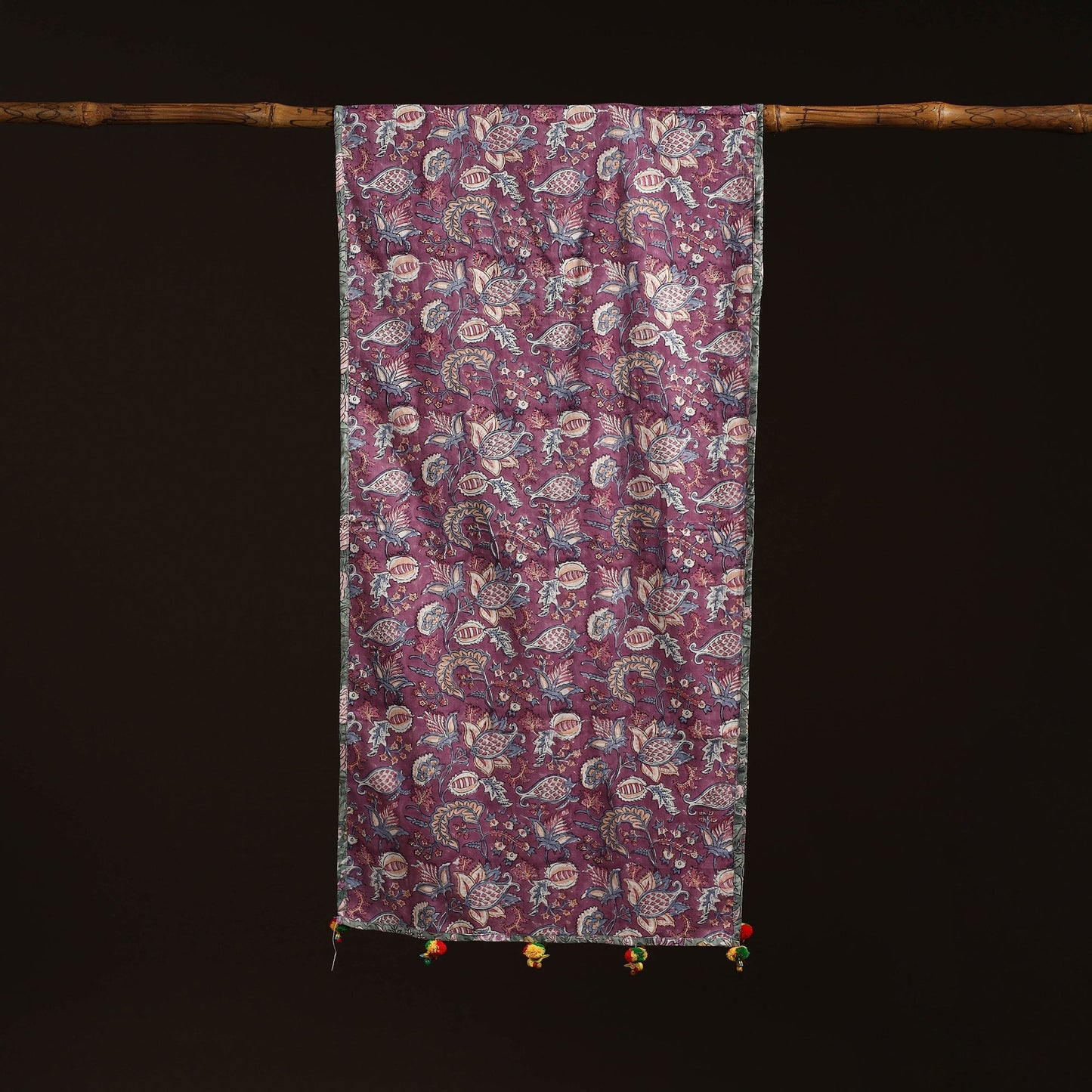 Hand cotton sanganeri stole 11 - handcrafted