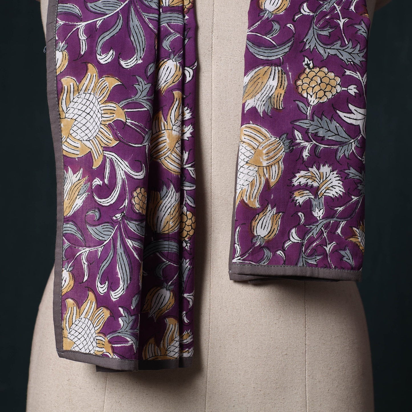 Hand block print cotton sanganeri stole 15 - handcrafted