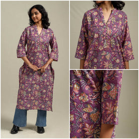 Hand cotton straight sanganeri kurta for women 13