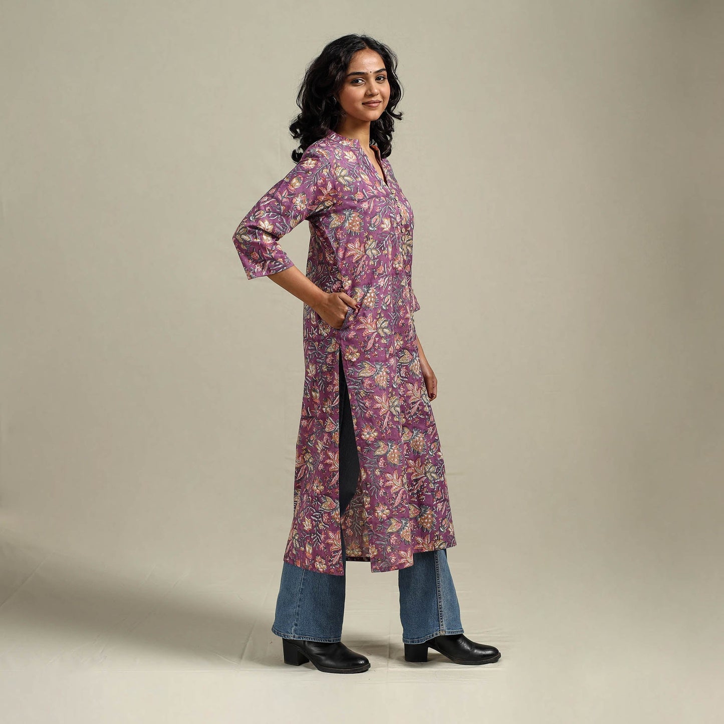 Hand cotton straight sanganeri kurta for women 13