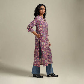 Hand cotton straight sanganeri kurta for women 13