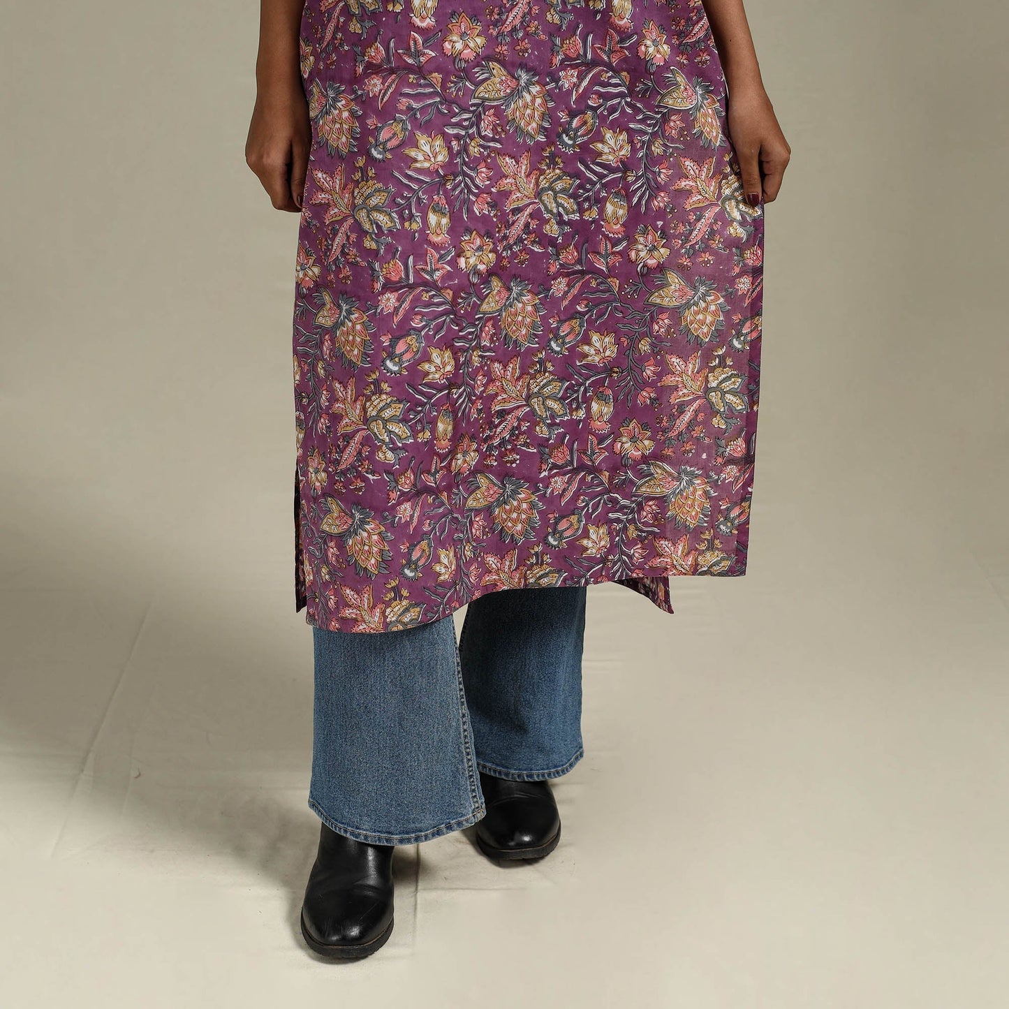 Hand cotton straight sanganeri kurta for women 13