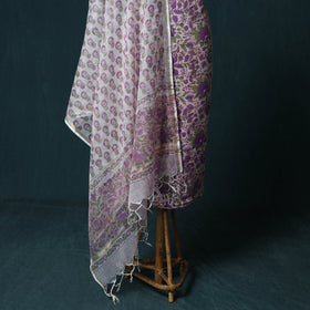 Hand block print sanganeri cotton 3pc unstitched dress