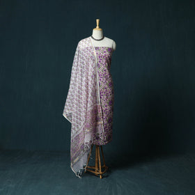 Hand block print sanganeri cotton 3pc unstitched dress