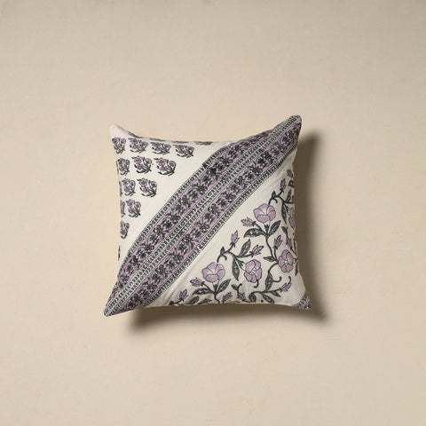 Hand sanganeri floral cushion cover 06 - handcrafted