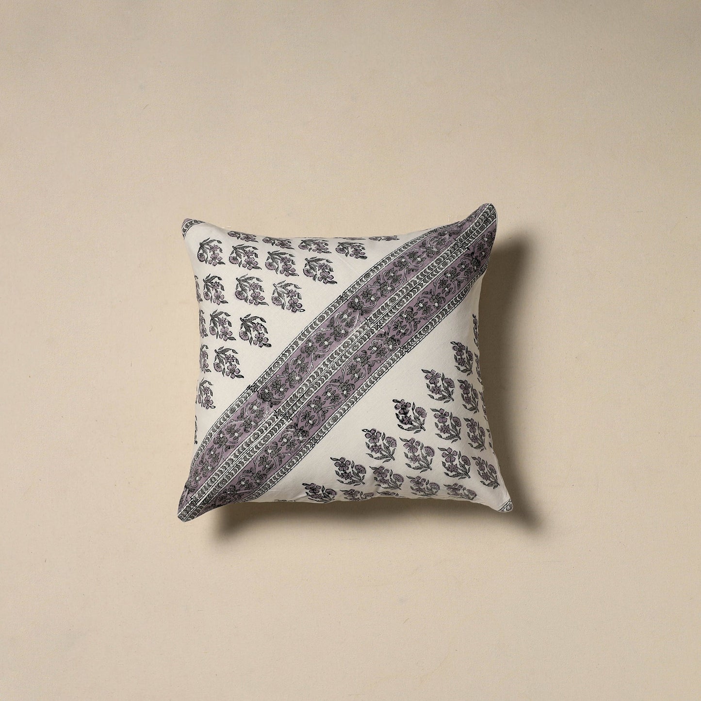 Hand sanganeri floral cushion cover 07 - handcrafted