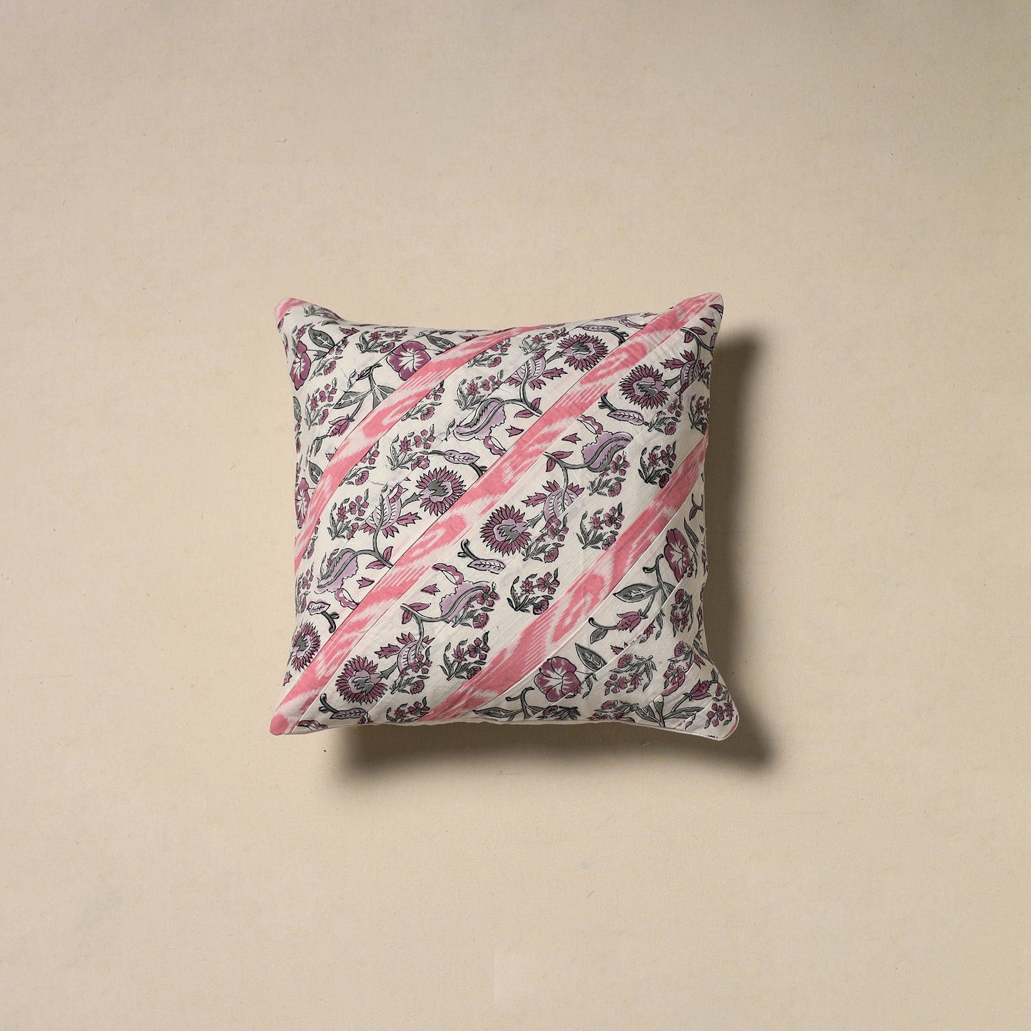 Hand sanganeri floral cushion cover 33 - handcrafted
