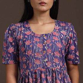 Purple - hand tiered sanganeri dress 01 - handcrafted
