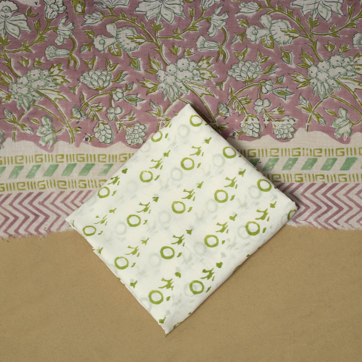 Hand sanganeri cotton 3pc unstitched dress material 03