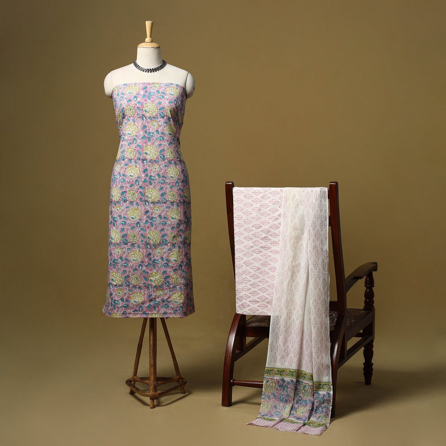 Hand sanganeri cotton 3pc unstitched dress material 05