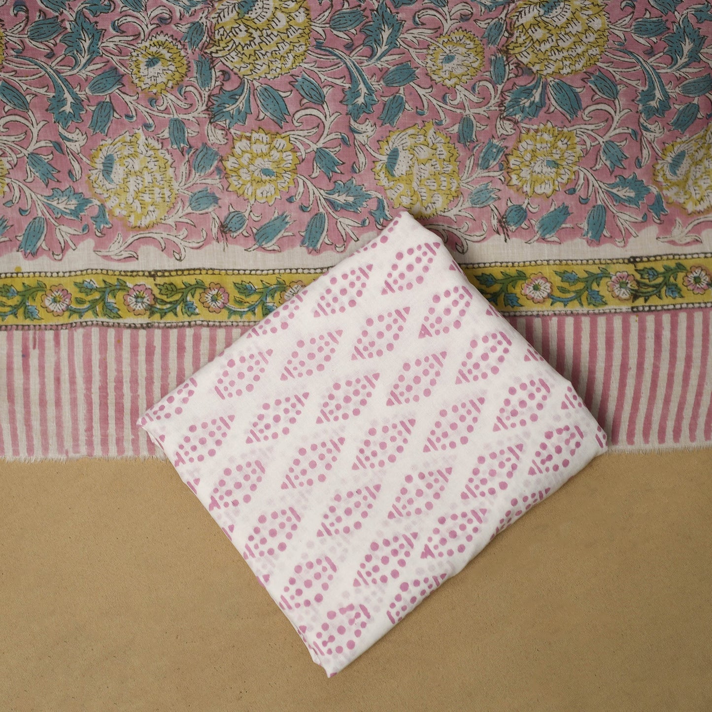 Hand sanganeri cotton 3pc unstitched dress material 05