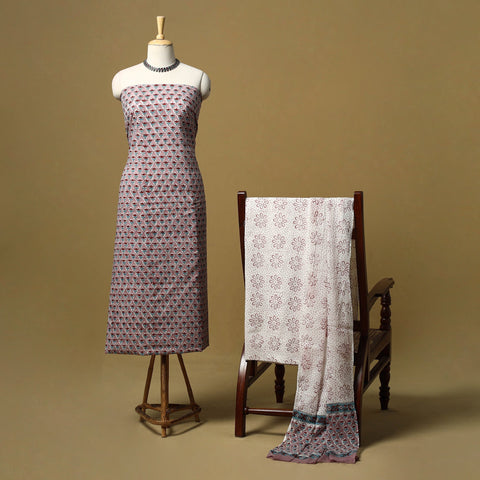 Hand sanganeri cotton 3pc unstitched dress material 01