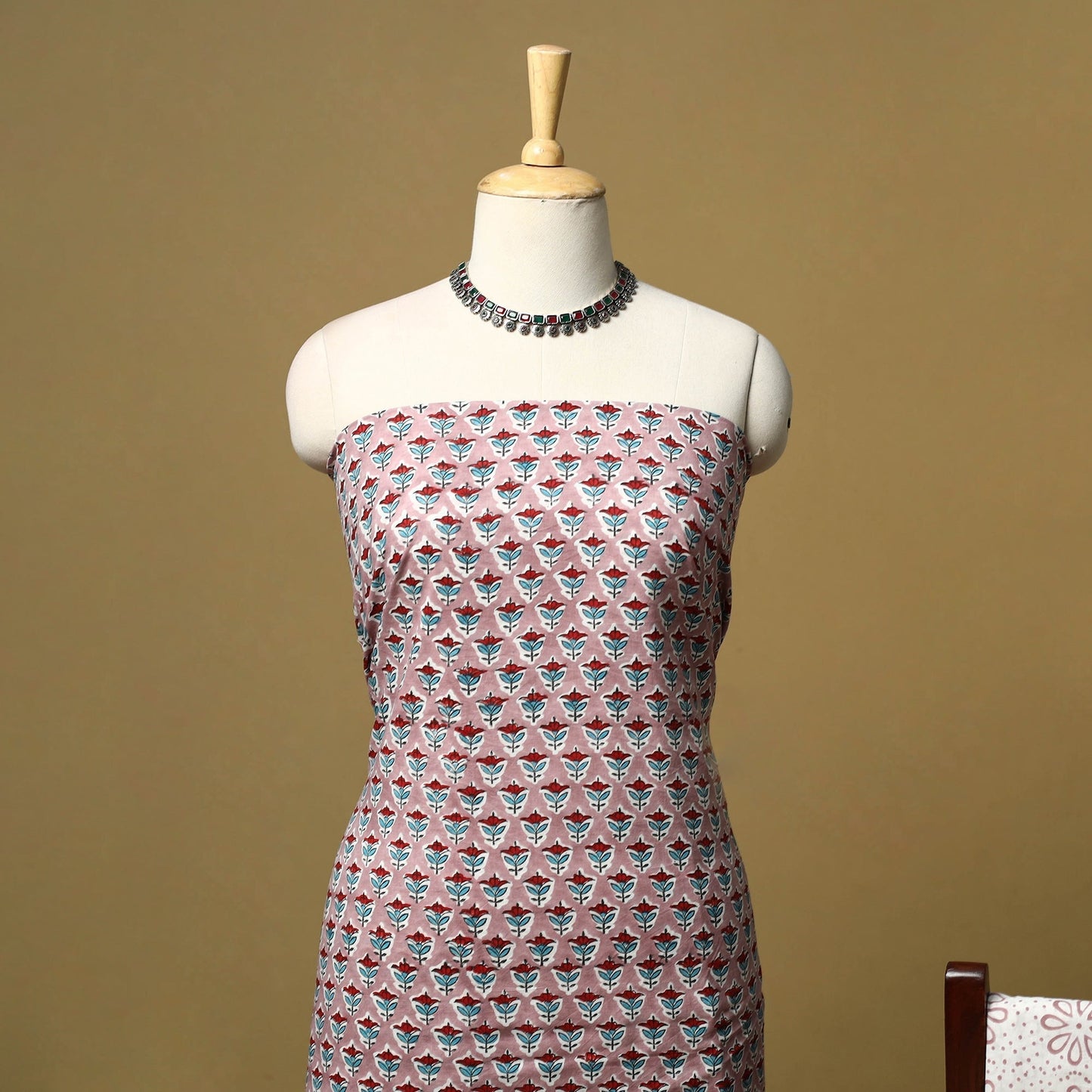 Hand sanganeri cotton 3pc unstitched dress material 01