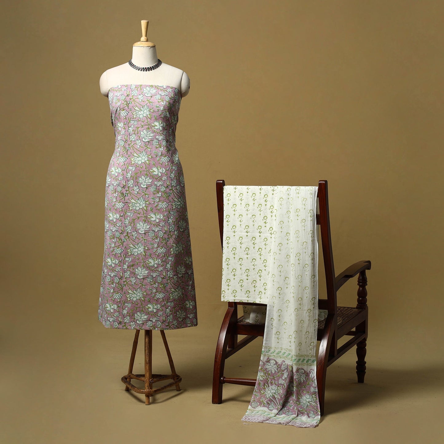 Hand sanganeri cotton 3pc unstitched dress material 03