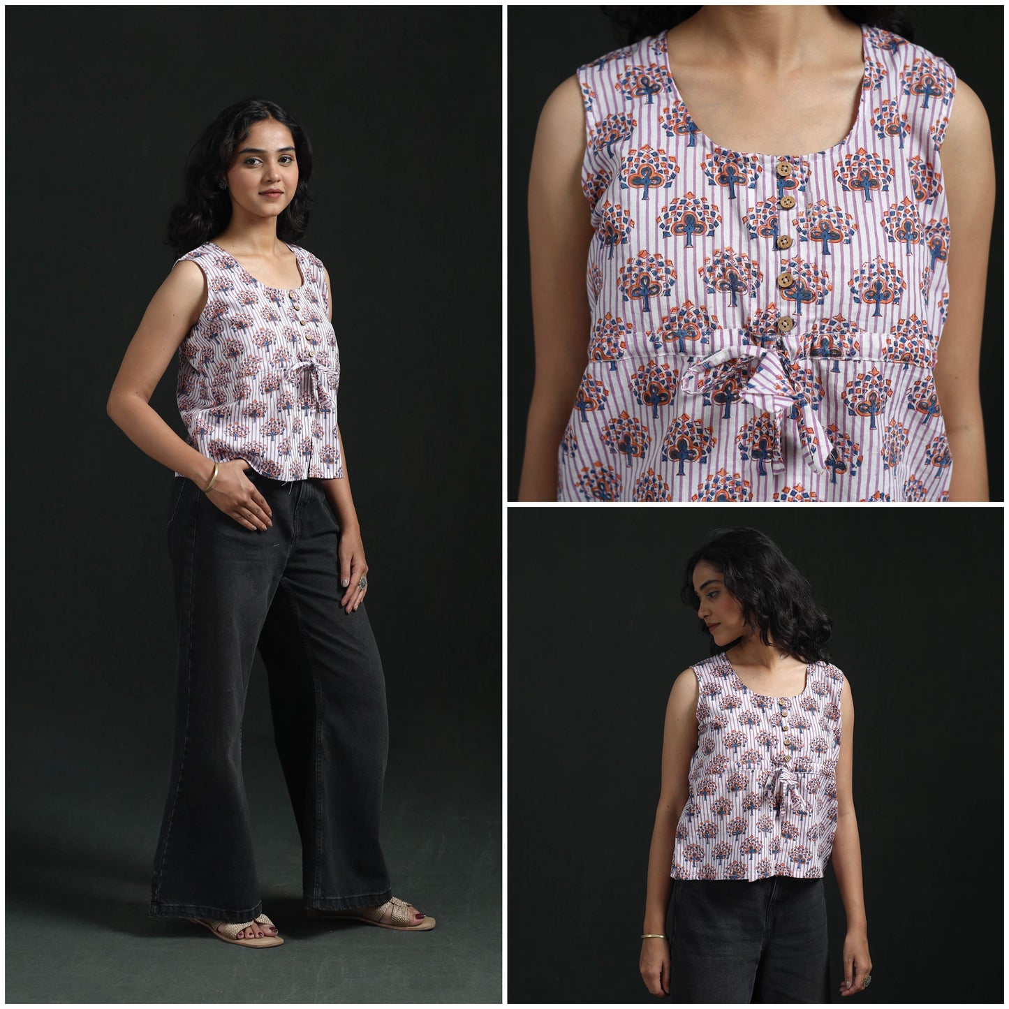 Hand block sanganeri print cotton floral crop top 19