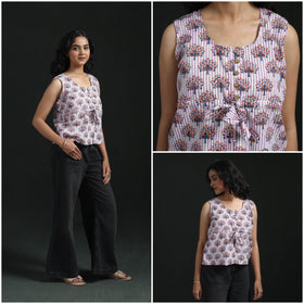 Hand block sanganeri print cotton floral crop top 19