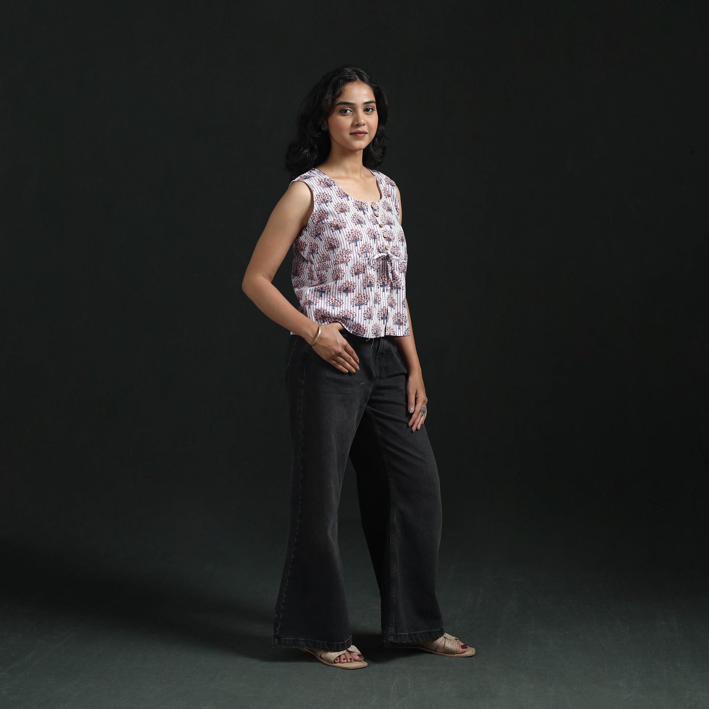 Hand block sanganeri print cotton floral crop top 19