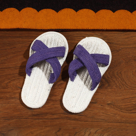 Purple Hand Braided Cotton Stitched Home Slipper
