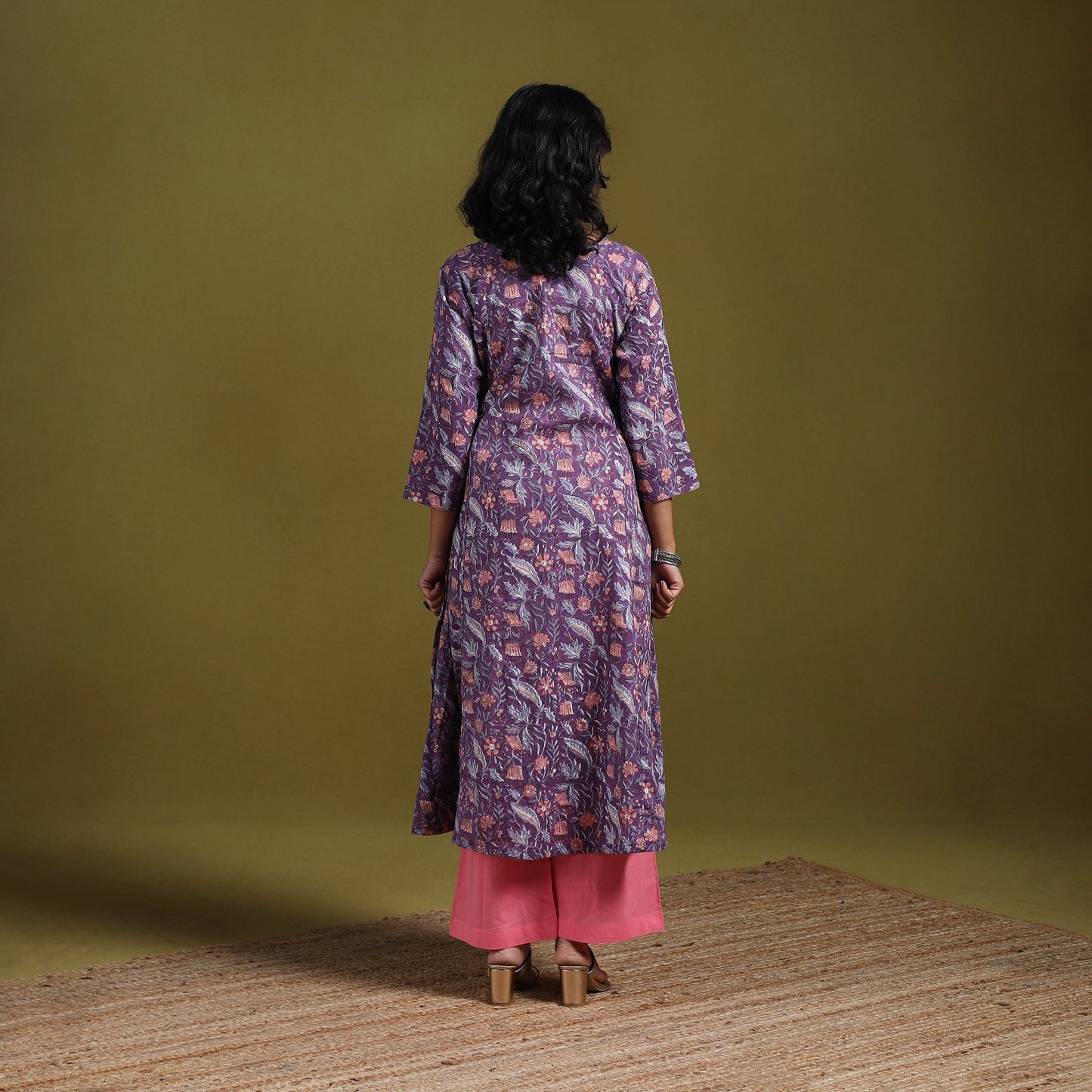 Hand cotton a-line sanganeri kurta for women 15