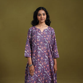 Hand cotton a-line sanganeri kurta for women 15