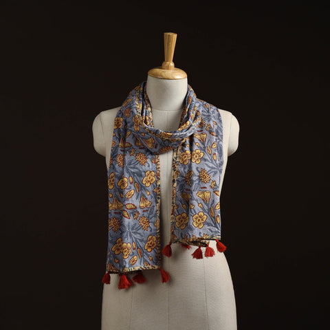 Hand cotton sanganeri stole 19 - handcrafted