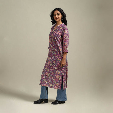Hand cotton straight sanganeri kurta for women 13