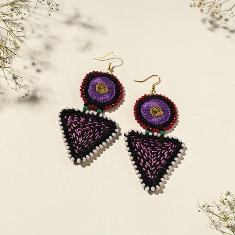 Buy Hand Embroidered Fabart Beadwork Earrings by Rangila Dhaga Online at iTokri.com