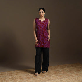 Hand embroidery cotton batik short kurta for women 07