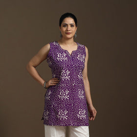 Hand embroidery cotton batik short kurta for women 08
