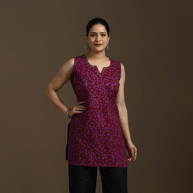 Hand embroidery cotton batik short kurta for women 07