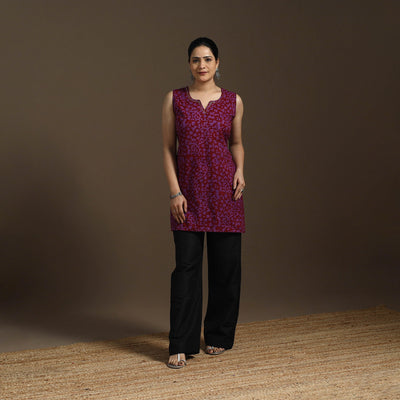 Hand embroidery cotton batik short kurta for women 07