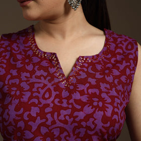 Hand embroidery cotton batik short kurta for women 07