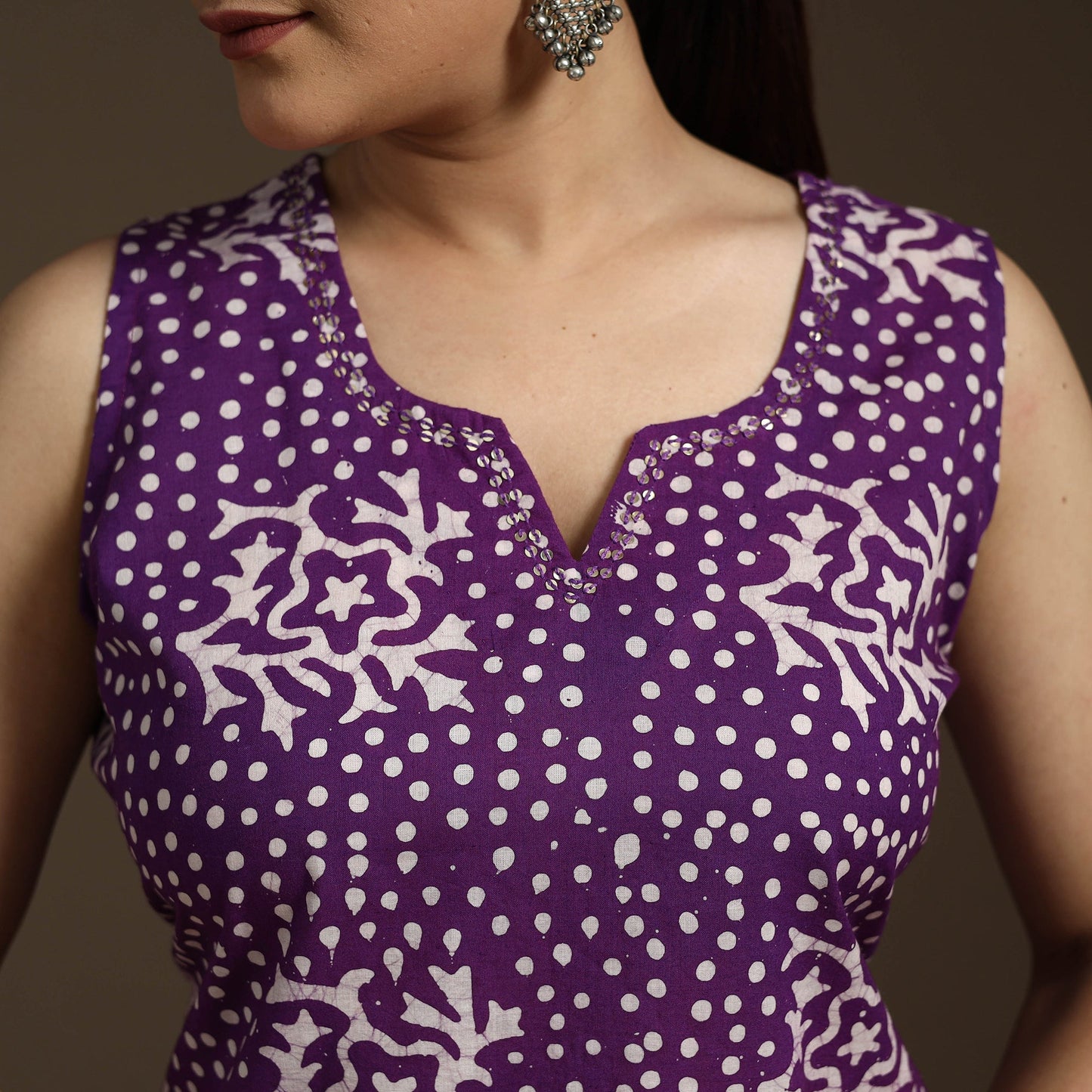 Hand embroidery cotton batik short kurta for women 08