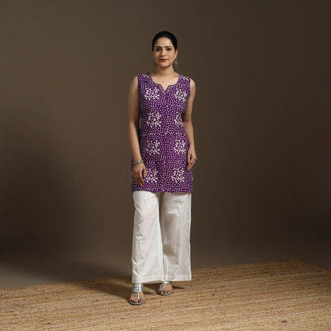 Hand embroidery cotton batik short kurta for women 08