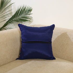 Purple Hand Embroidered Cushion Cover in Chanderi Silk