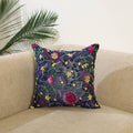 Purple Hand Embroidered Cushion Cover in Chanderi Silk