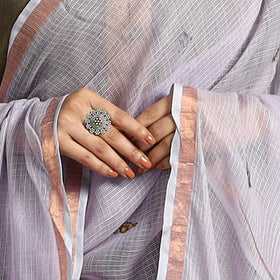 Purple - hand embroidery kota silk handloom kashida dupatta