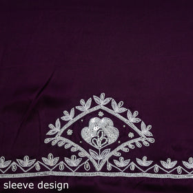 Buy Purple Hand Embroidery Modal Silk Kurta Material
