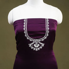 Buy Purple Hand Embroidery Modal Silk Kurta Material