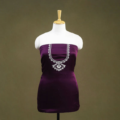 Buy Purple Hand Embroidery Modal Silk Kurta Material