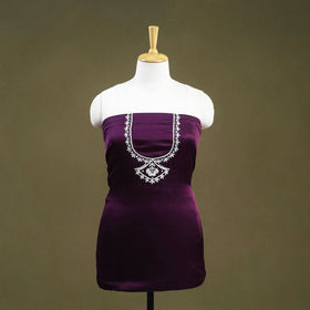 Buy Purple Hand Embroidery Modal Silk Kurta Material