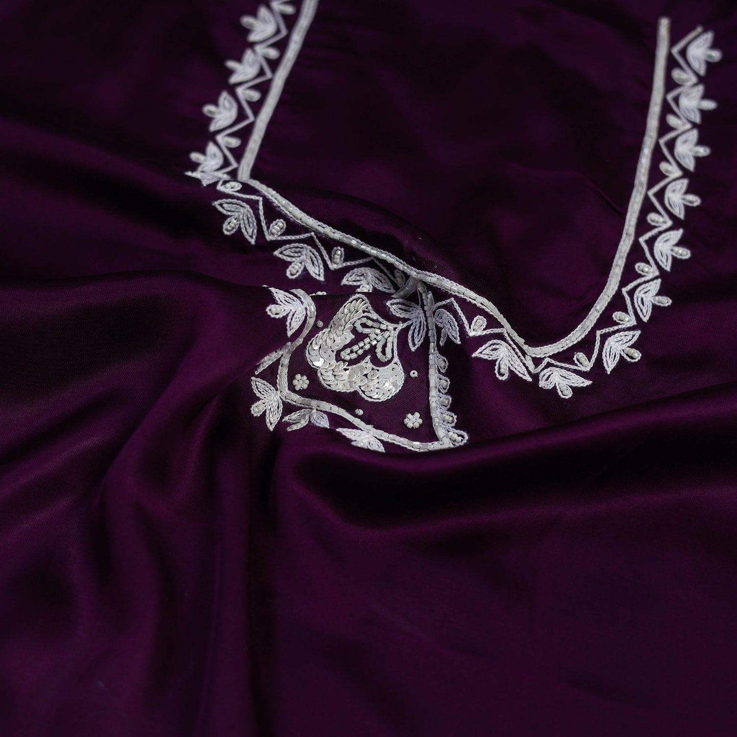 Buy Purple Hand Embroidery Modal Silk Kurta Material