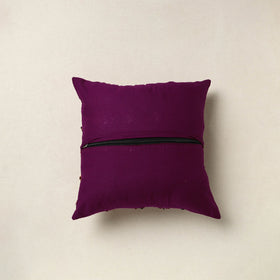 Purple - Hand Embroidered Phool Cushion Cover 05