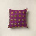 Purple - Hand Embroidered Phool Cushion Cover 05