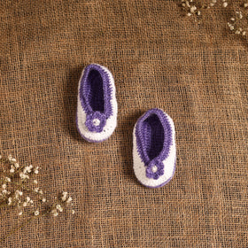 Purple - hand knitted woollen socks for kids (6-12 months)