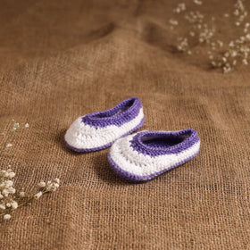 Purple - hand knitted woollen socks for kids (6-12 months)
