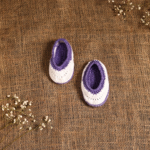 Purple - hand knitted woollen socks for kids (6-12 months)