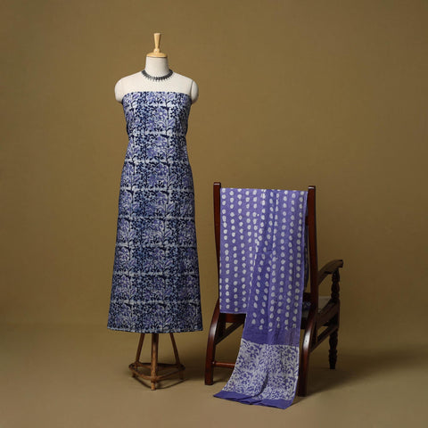 Hand kutch batik cotton 3pc unstitched dress material 19